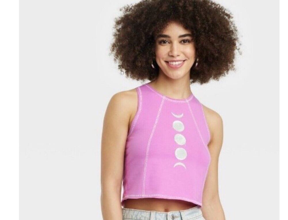 Mighty Fine Moon Phases Graphic Tank Top Purple Women's XL NWT